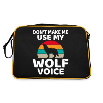 Wolf Geschenke Wolf Liebhaber - Retro Tasche - Schwarz/Gold - Hinten