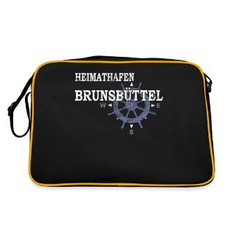 Heimathafen Brunsbüttel - Hafenarbeiter - Retro Tasche - Schwarz/Gold - Hinten