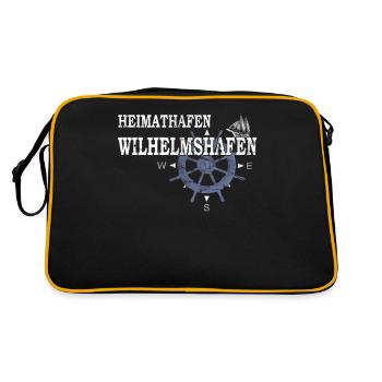 Heimathafen Wilhelmshafen Hafenarbeiter - Retro Tasche - Schwarz/Gold - Hinten