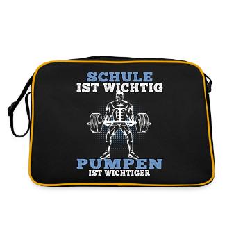 Pumpen ist wichtiger Fitnesstudio Workout Fitness - Retro Tasche - Schwarz/Gold - Hinten
