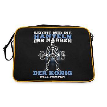 König will Pumpen Fitnesstudio Workout Fitness Gym - Retro Tasche - Schwarz/Gold - Hinten