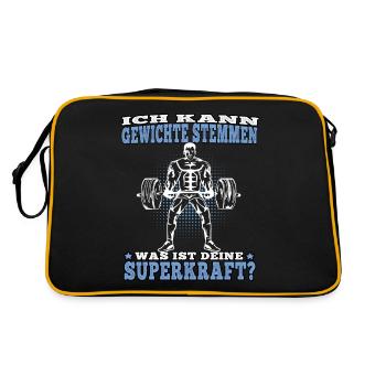 Ich kann Gewichte stemmen Workout Fitness Pumpen - Retro Tasche - Schwarz/Gold - Hinten
