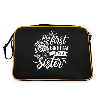 Premier anniversaire en tant que sœur papa papa papa papa - Sac Retro - noir/or - Dos