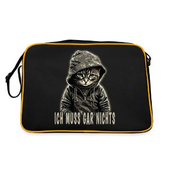 ich muss gar nix - Retro Tasche - Schwarz/Gold - Hinten