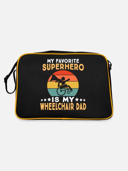 Mein Lieblingssuperheld Rollstuhlfahrer Handicap - Retro Tasche - Schwarz/Gold - Hinten