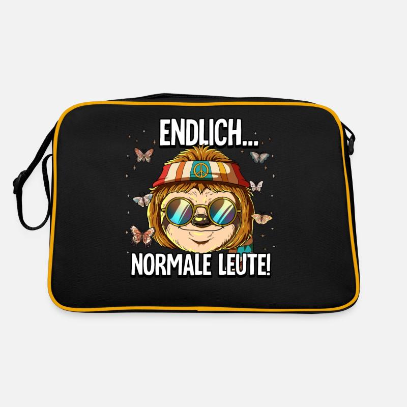 Endlich Normale Leute Hippie Goa Rave - Retro Tasche - Schwarz/Gold