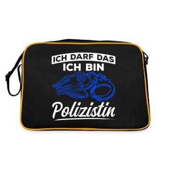 Ich Darf Das Ich Bin Polizistin Polizistin Polizei - Retro Tasche - Schwarz/Gold - Hinten