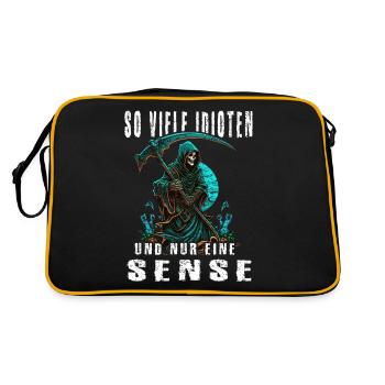 So viele Idioten und nur eine Sense - Retro Tasche - Schwarz/Gold - Hinten