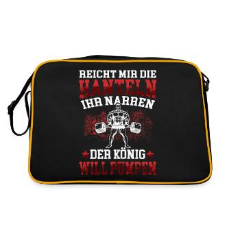 König will Pumpen Fitnesstudio Workout Fitness Gym - Retro Tasche - Schwarz/Gold - Hinten