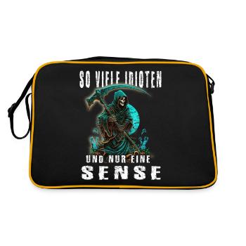So viele Idioten und nur eine Sense - Retro Tasche - Schwarz/Gold - Hinten