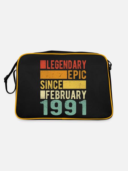 Birthday February 1991 Legendary Epic - Retro Bag - black/gold - Back