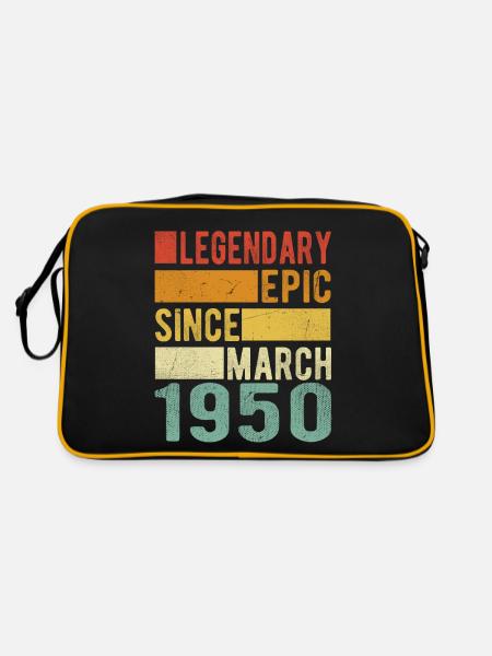 Geburtstag März 1950 Legendär Episch - Retro Tasche - Schwarz/Gold - Hinten