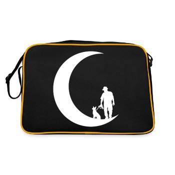 Mondsichel - Mann mit Hund - - Retro Tasche - Schwarz/Gold - Hinten