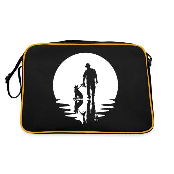 Kreis und Spiegelung - Mann mit Hund - - Retro Tasche - Schwarz/Gold - Hinten