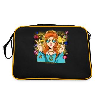 60s 70s Costume Groovy Hippie - Sac Retro - noir/or - Dos