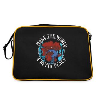 Funny fan of Make The World A Betta Place - Retro Bag - black/gold - Back