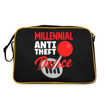 Auto Racing Mechanic Manual Millenial Anti Theft - Retro Tasche - Schwarz/Gold - Hinten