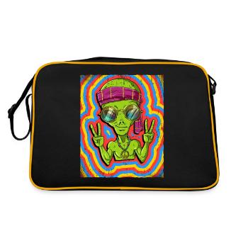 Hippie Alien Psychedelic Trippy - Sac Retro - noir/or - Dos