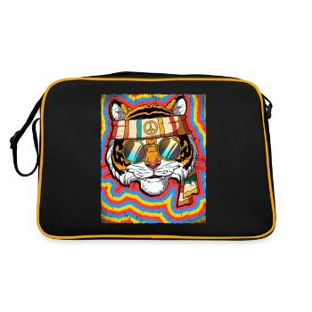 Hippie Tiger Psychedelic Trippy - Sac Retro - noir/or - Dos