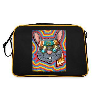 Hippie Ratte Psychedelisch Trippy - Retro Tasche - Schwarz/Gold - Hinten