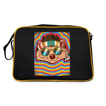Hippie Hedgehog Psychedelic Trippy - Sac Retro - noir/or - Dos
