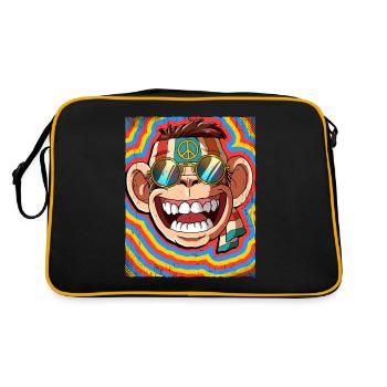 Hippie Monkey Psychedelic Trippy - Retro Bag - black/gold - Back