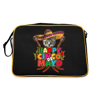 Cinco De Mayo Cat - Retro Bag - black/gold - Back