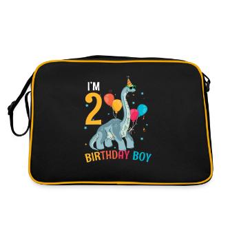 Je suis 2 anniversaire garçon brachiosaure 2 ans 2ème - Sac Retro - noir/or - Dos