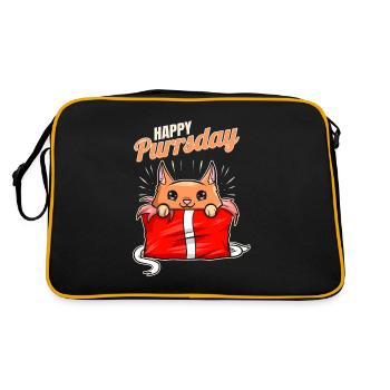 Surprise: Cat In A Birthday Gift On Purrsday - Retro Bag - black/gold - Back