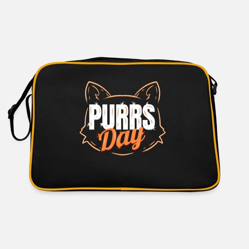 Logo Cat Head Outline On Purrsday Retro Tasche