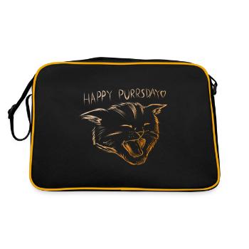 Miaulement du chat sur le ronronnement - Sac Retro - noir/or - Dos