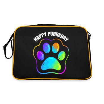 Colorful Cat Paw Print On Purrsday - Retro Bag - black/gold - Back