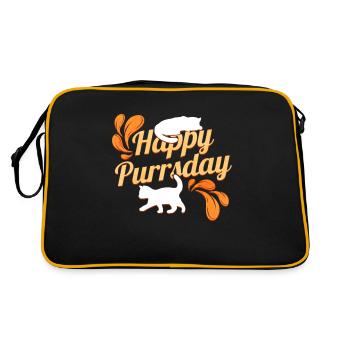 Logo Happy Purrsday With Sweet Kitten On Purrsday - Retro Bag - black/gold - Back