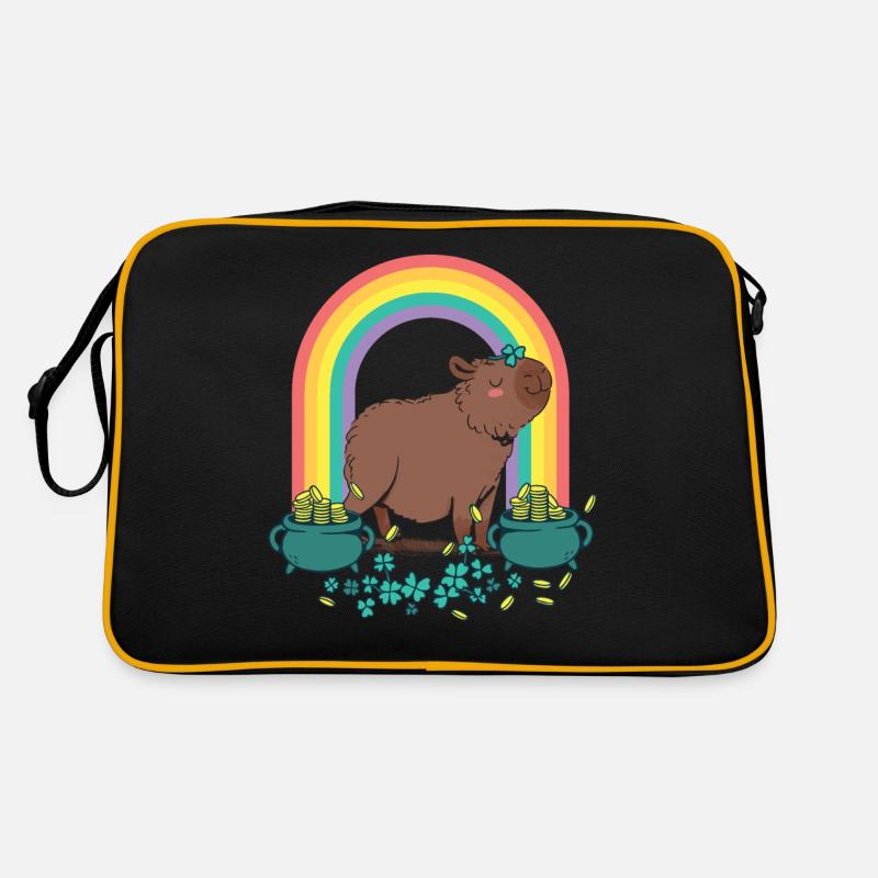 Capybara St Patricks Day Rainbow - Retro Bag - black/gold