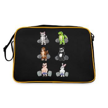 Fitnesstraining Pumpen Tiere beim Kreuzheben - Retro Tasche - Schwarz/Gold - Hinten