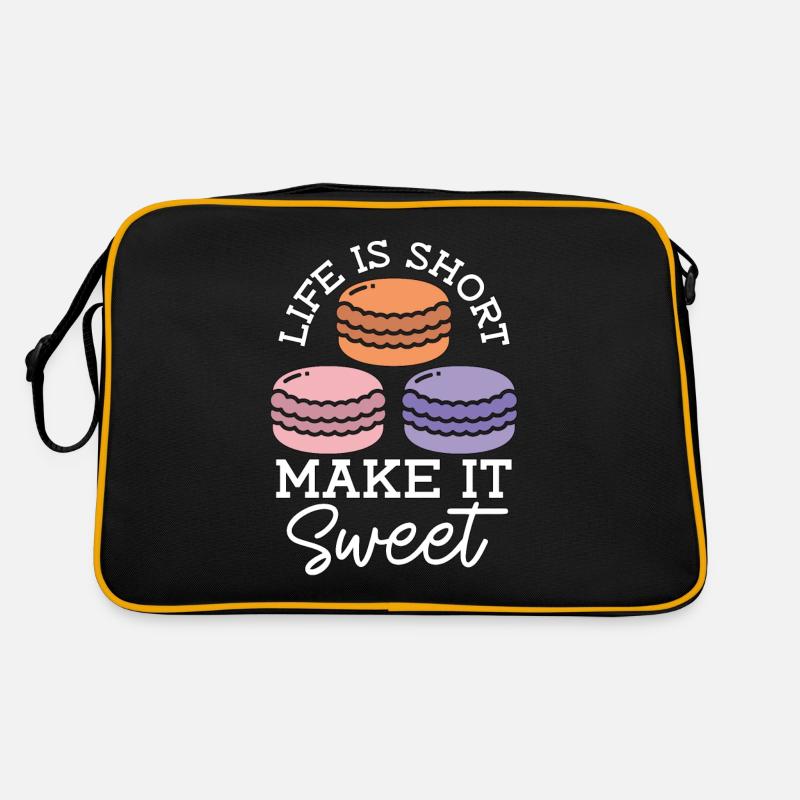 Macaron Life Is Short Make It Sweet Cooking Sweets Retro Bag