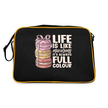 Macaron Life Is Like Macarons Snacking Artfully - Retro Bag - black/gold - Back