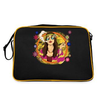 60s 70s Costume Groovy Hippie - Sac Retro - noir/or - Dos