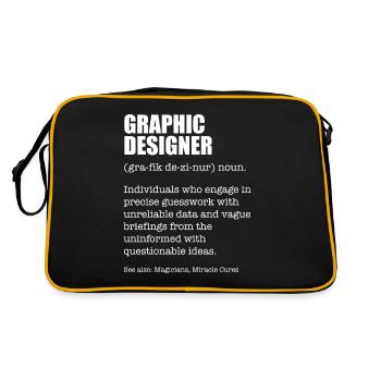 Graphic Designer Funny Dictionary Definition - Retro Tasche - Schwarz/Gold - Hinten