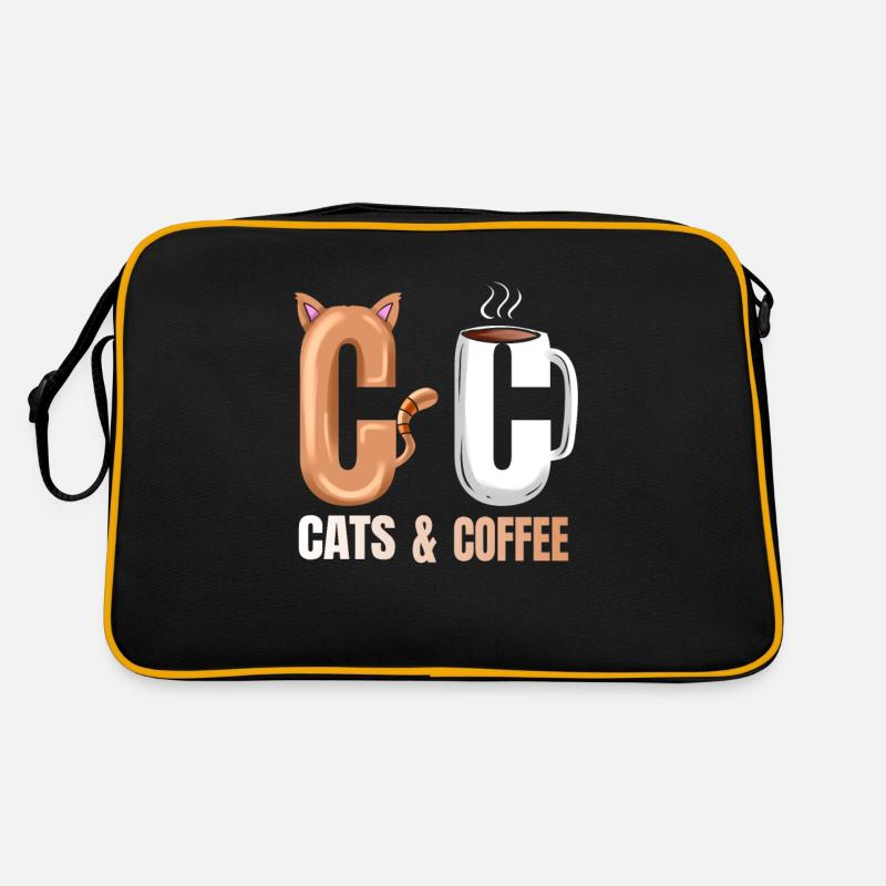 Logo Cats And Hot Coffee On Purrsday Retro Tasche