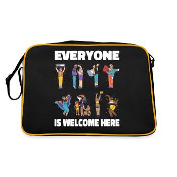 Jeder ist willkommen Schulberater Karikatur - Retro Tasche - Schwarz/Gold - Hinten