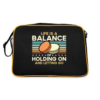 Macaron Life Is Balance Of Holding Retro Snacking - Retro Bag - black/gold - Back