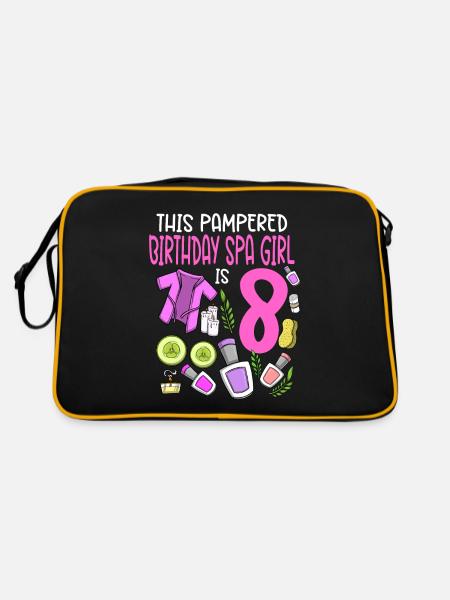 Spa-Geburtstag für Mädchen 8. Spa-Geburtstagsfeier - Retro Tasche - Schwarz/Gold - Hinten