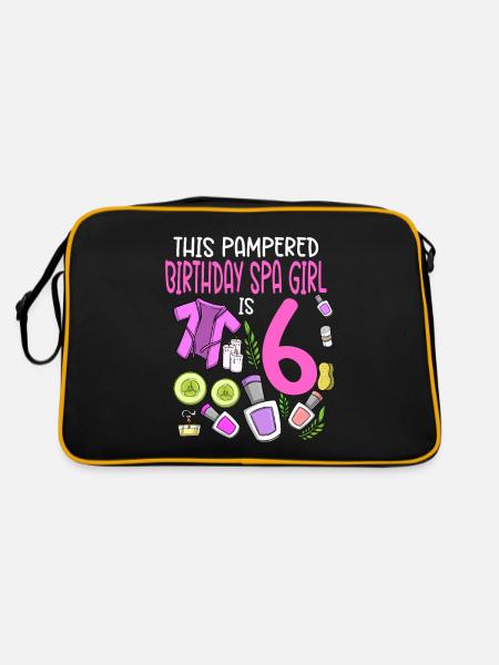 Spa-Geburtstag für Mädchen 6. Spa-Geburtstagsfeier - Retro Tasche - Schwarz/Gold - Hinten