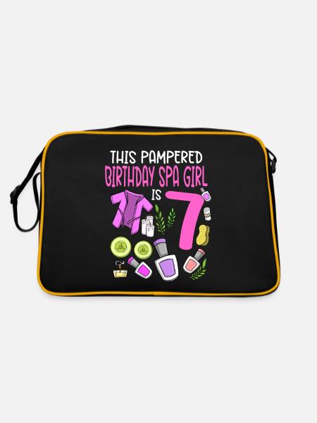 Spa-Geburtstag für Mädchen 7. Spa-Geburtstagsfeier - Retro Tasche - Schwarz/Gold - Hinten