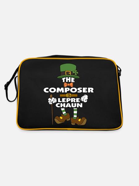 The Composer Leprechaun St Patrick's Day - Retro Tasche - Schwarz/Gold - Hinten