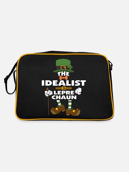 The Idealist Leprechaun St Patrick's Day - Retro Tasche - Schwarz/Gold - Hinten