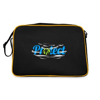Logo Protect Earth With Clouds For Earth Day - Retro Bag - black/gold - Back