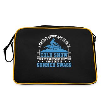 I Rather Stuck Deep In Cold Snow Funny Snowmobile - Retro Bag - black/gold - Back