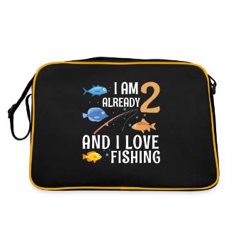 I Am Already 2 And I Love Fishing 2 Year Old 2nd - Retro Bag - black/gold - Back